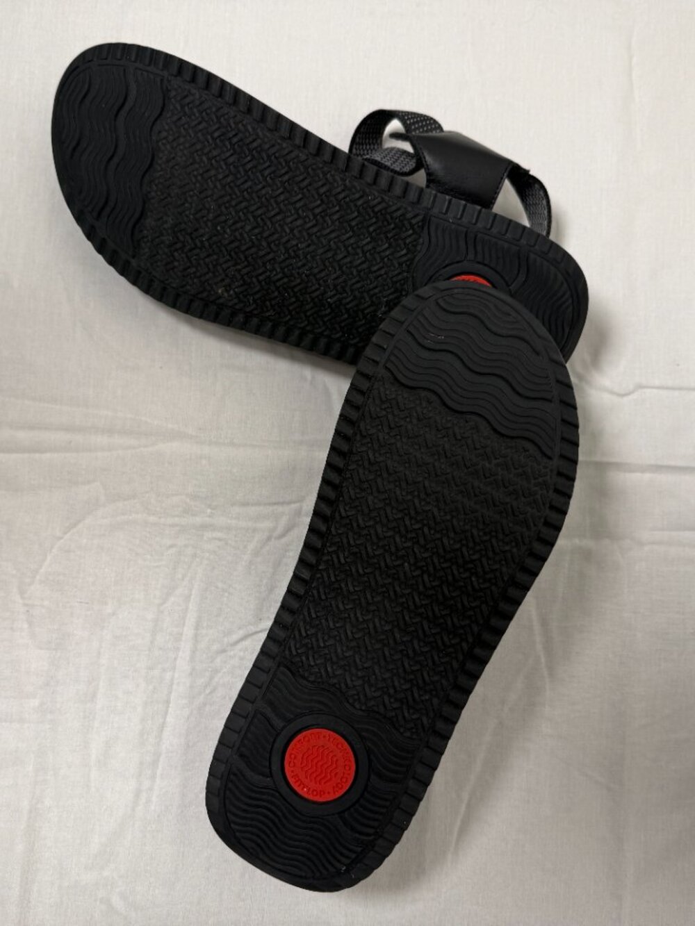 Fitflop Black Sandals Surff Two-Tone Webbing Platform Sz 9 - Picture 6 of 6
